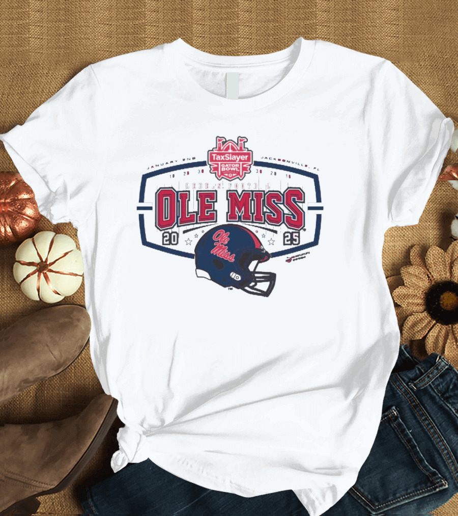 2025 Ole Miss Rebels TaxSlayer Gator Bowl January 2nd Jacksonville FL Football Helmet T-Shirt