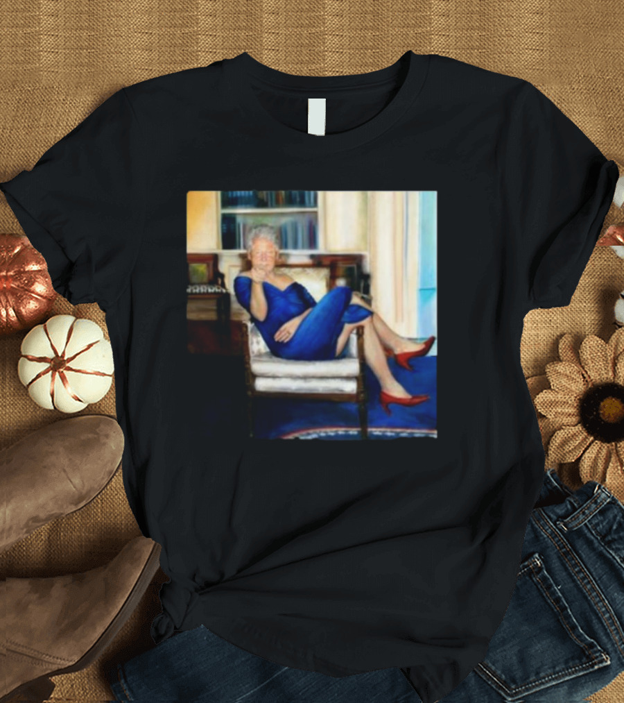 Bill Clinton Blue Dress Portrait in Jeffrey Epstein’s Home T-Shirt