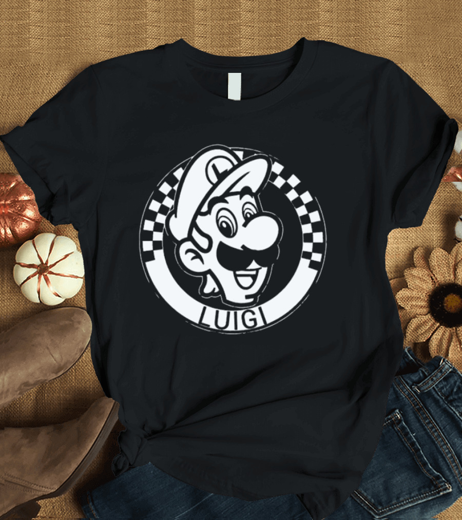 Luigi Super Mario Checkerboard Circle T-Shirt