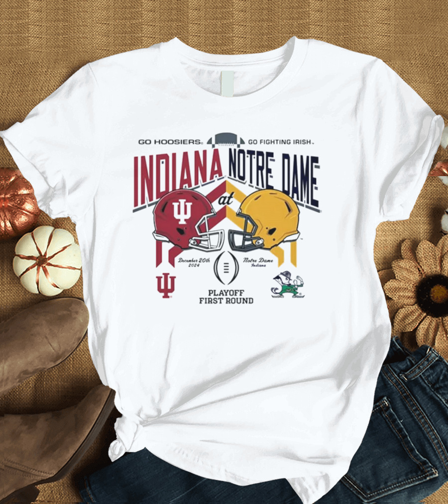 Go Hoosiers Go Fighting Irish Indiana at Notre Dame December 20th 2024 Playoff First Round T-Shirt