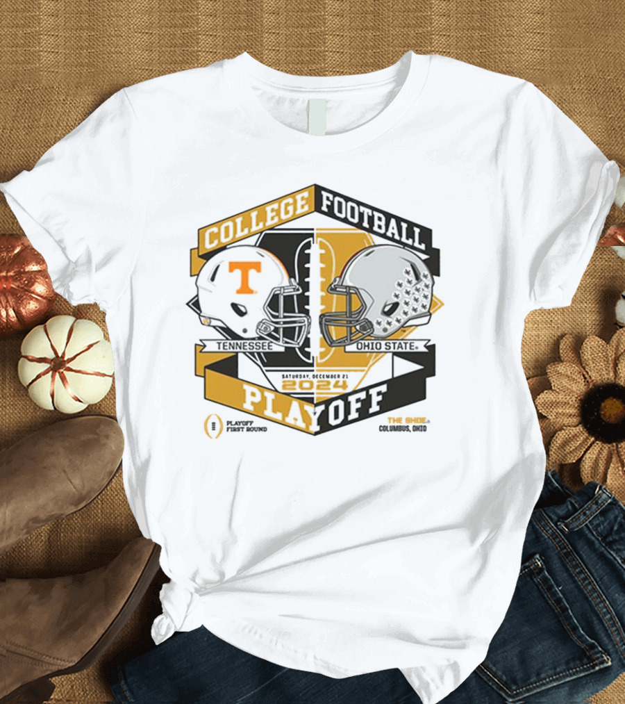 College Football Playoff 2024 Helmet Tennessee vs Ohio State December 21 The Shoe Columbus Ohio T-Shirt