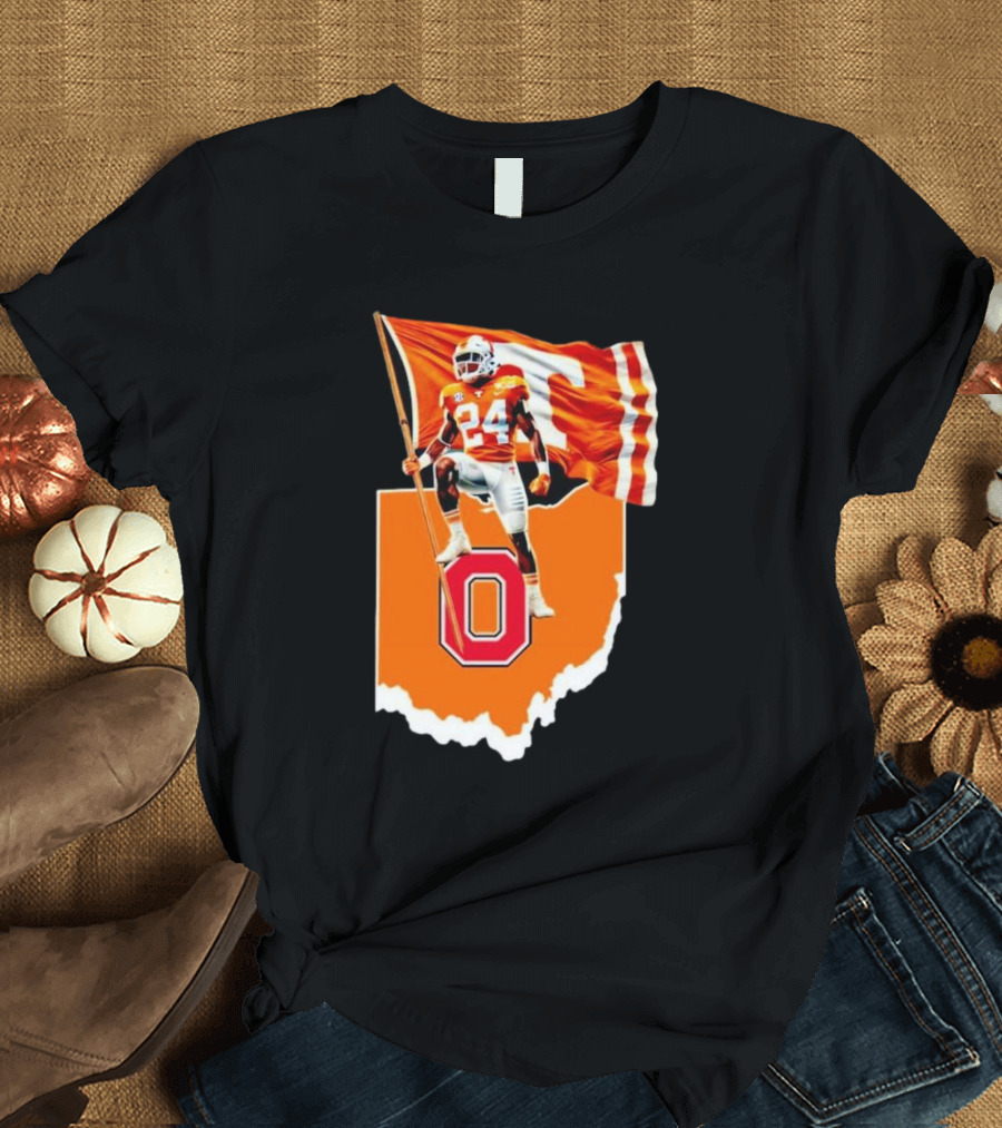 Jordan Matthews Tennessee Volunteers Flag Over Ohio State Outline T-Shirt