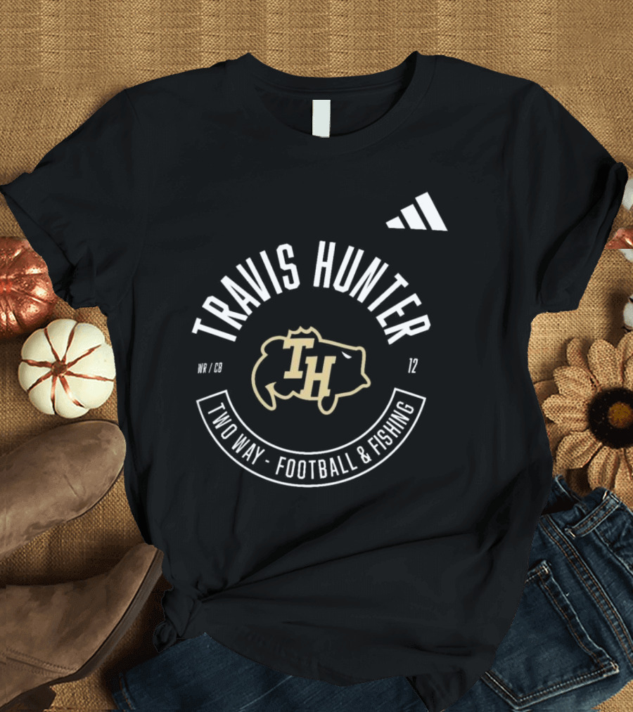 Travis Hunter WR/CB 12 TH Two Way Football and Fishing T-Shirt