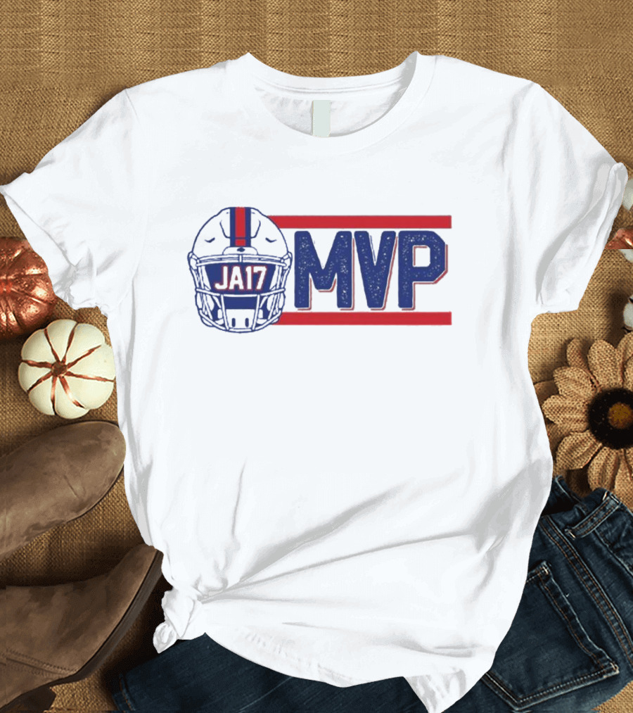 JA17 MVP Josh Allen Buffalo Bills Helmet Red Blue Stripes T-Shirt