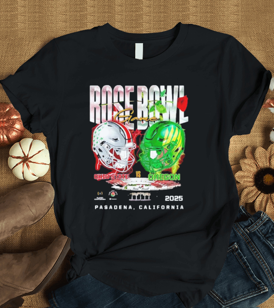 Rose Bowl Game 2025 Ohio State vs Oregon Helmets Head to Head Pasadena California T-Shirt