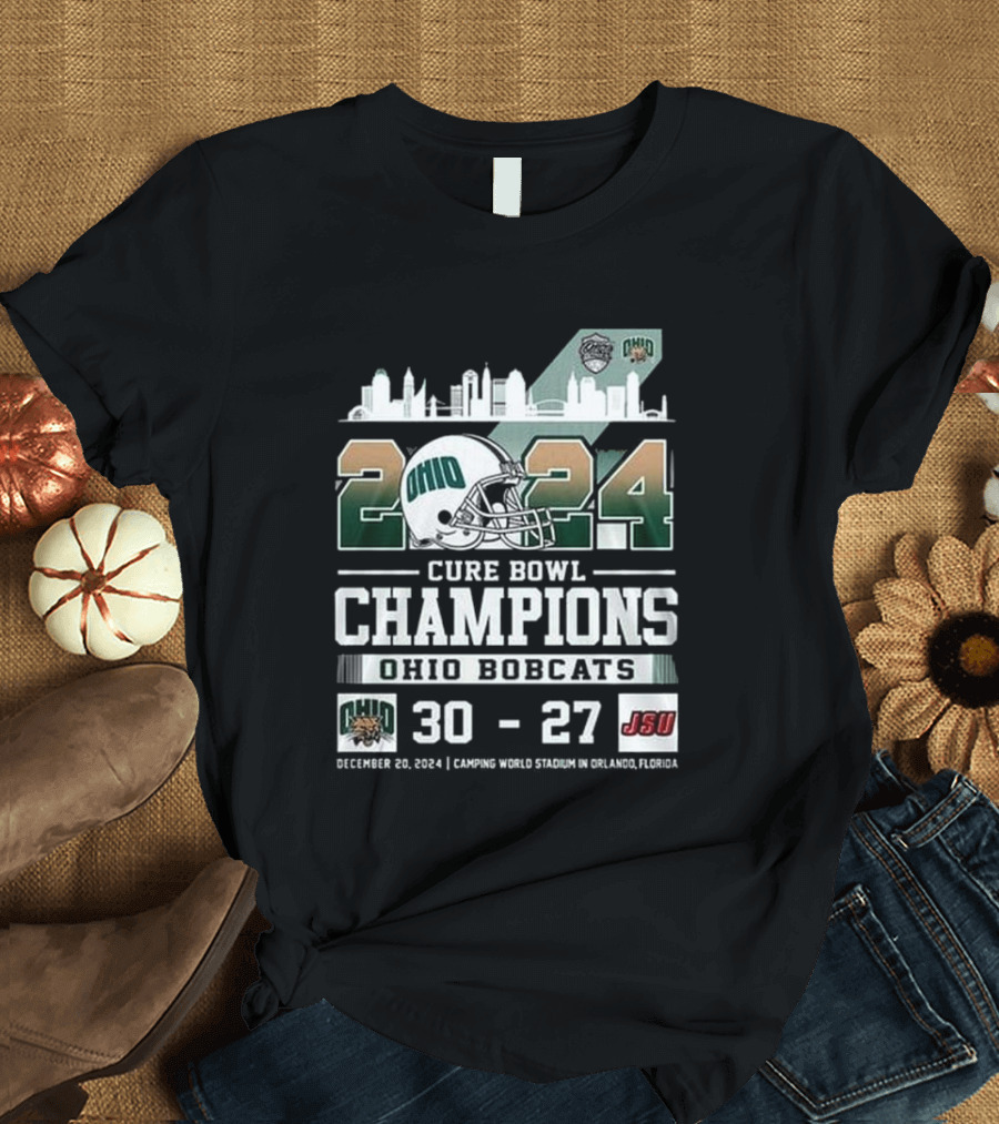 Ohio Bobcats Cure Bowl Champions 2024 Victory Over JSU 30-27 December 20 Orlando Florida T-Shirt