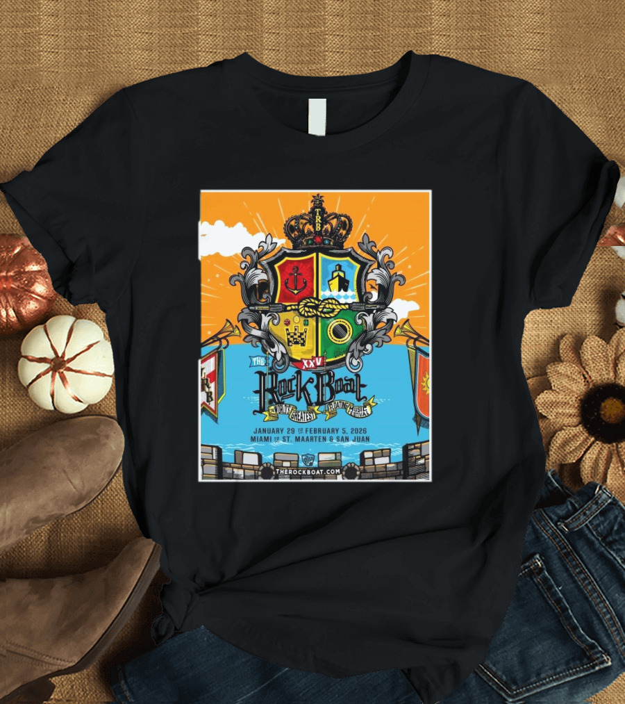 The Rock Boat XXVI January February 2026 Miami St. Maarten San Juan Greatest Floating Music Festival T-Shirt