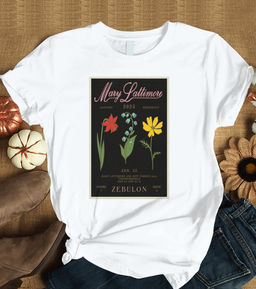 Mary Lattimore January 2025 Residency Zebulon with Jeff Parker and Thunderwerld T-Shirt