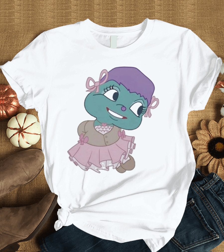 Samantha Yve Bb Coquette Cartoon Character with Purple Hair and Pink T-Shirt