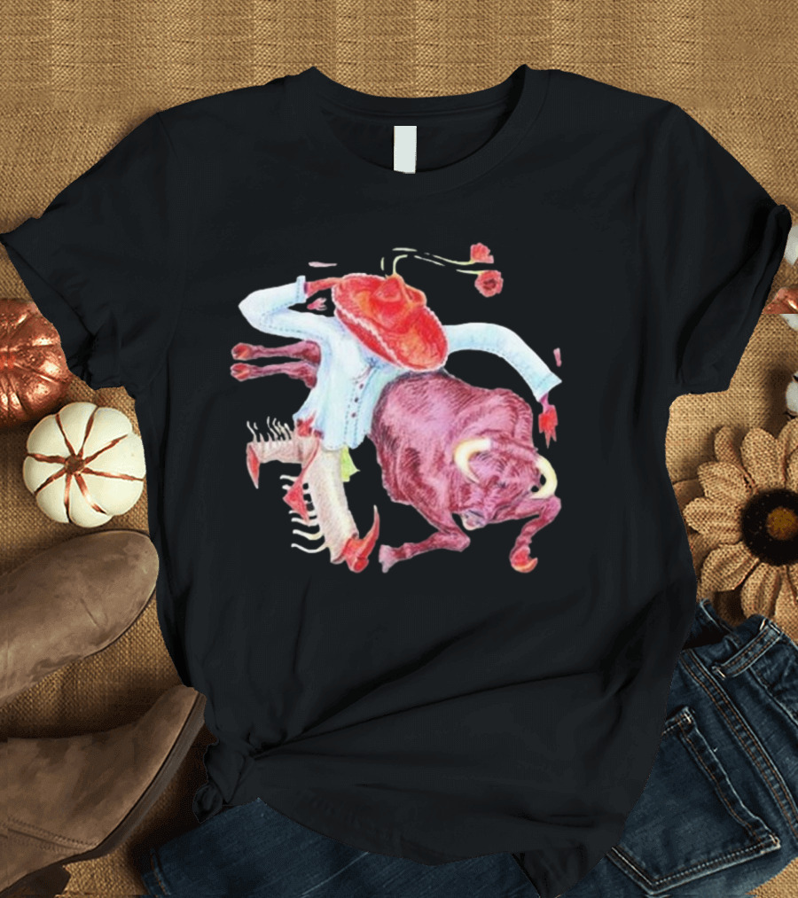 Flip Turn Burnout Days Rodeo Clown Bull Riding Hat Roses T-Shirt