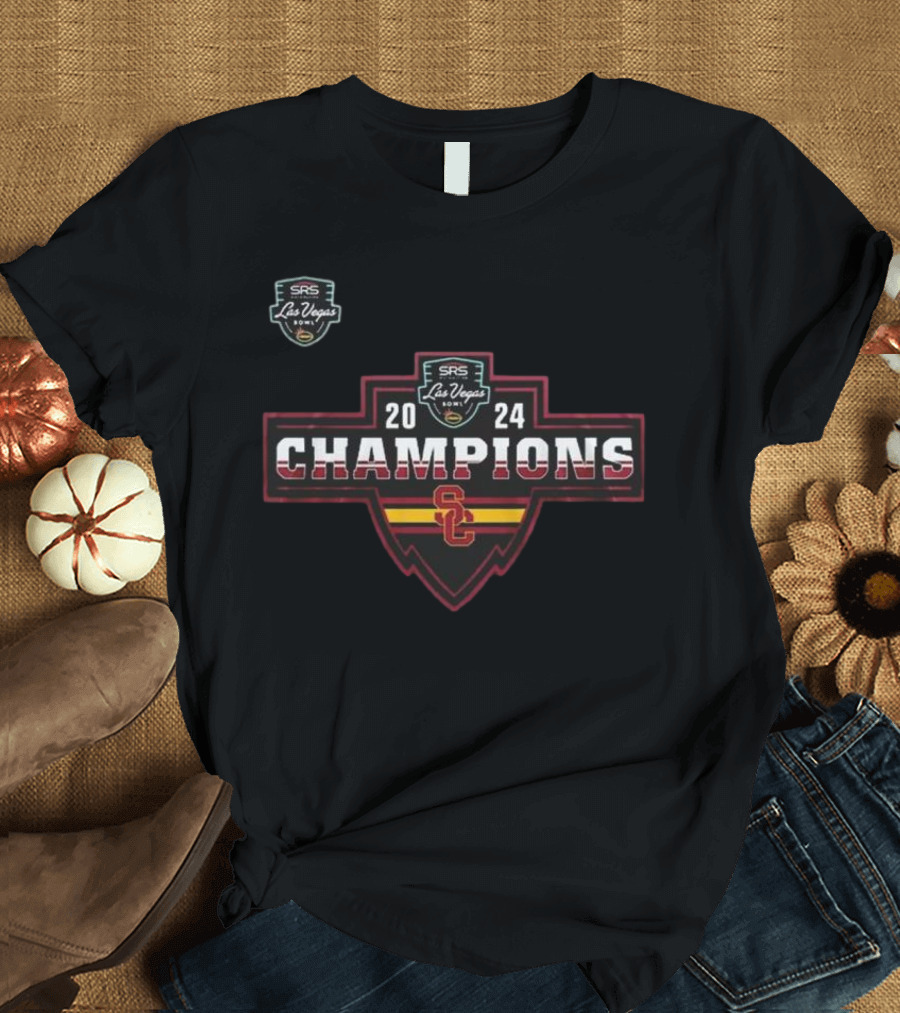 USC Football 2024 Las Vegas Bowl Champions SC Logo Fans T-Shirt