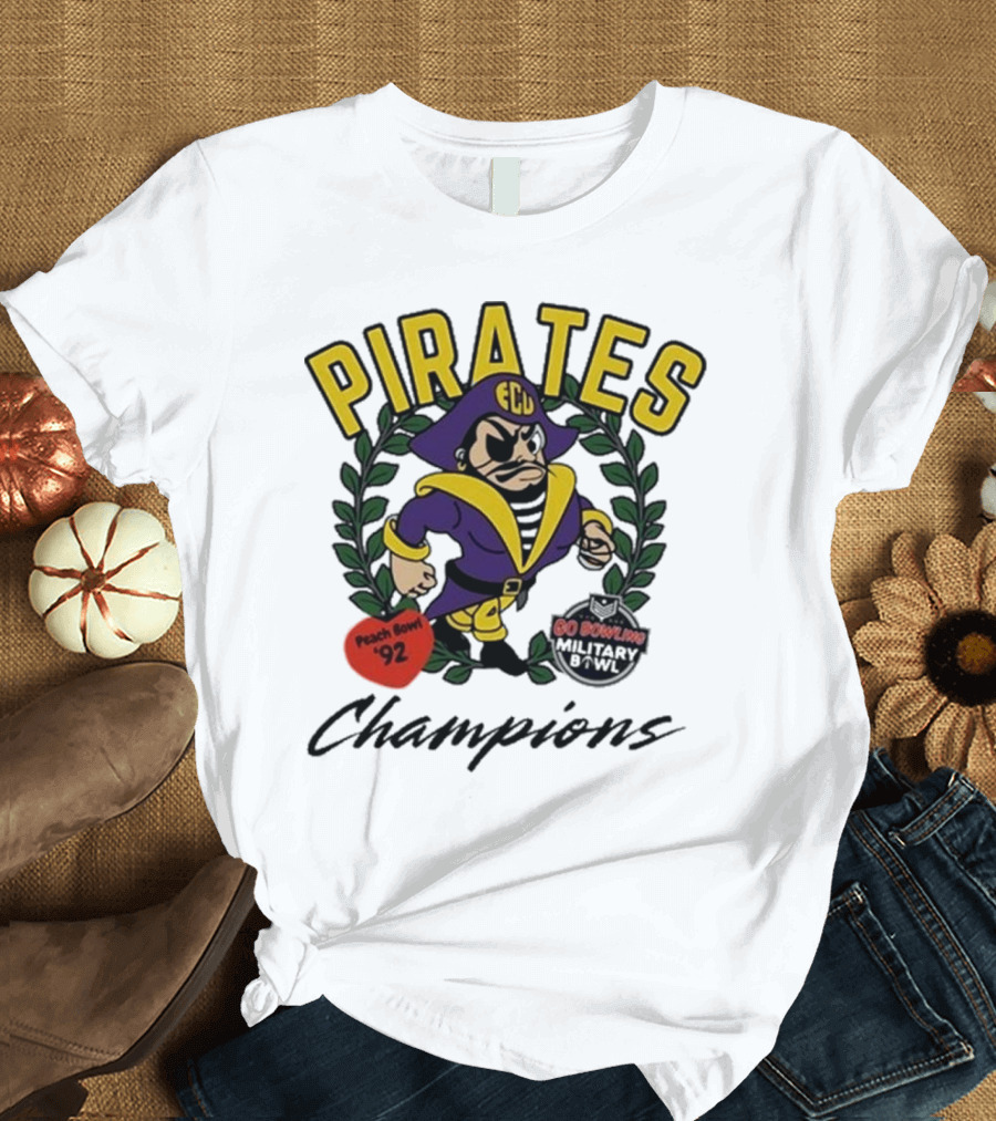 ECU Pirates Champions Peach Bowl '92 Go Bowling Military Bowl T-Shirt