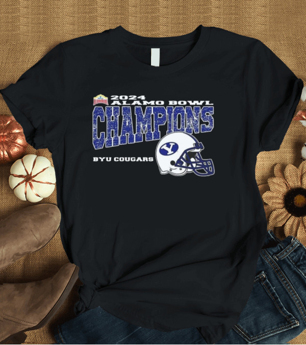 T-Shirt: BYU Cougars 2024 Alamo Bowl Champions College Football Helmet T-Shirt BYU Cougars 2024 Alamo Bowl Champions College Football Helmet T-Shirt