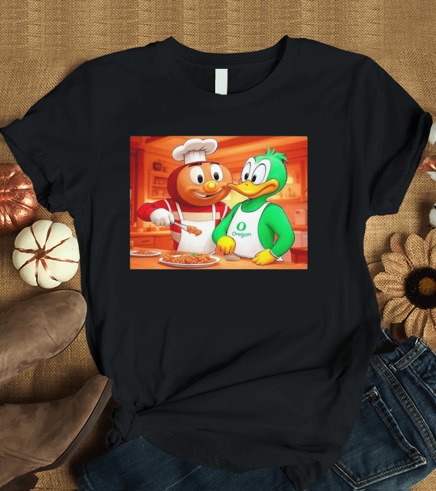Ohio State Brutus Cooking with Oregon Ducks Chef Duck T-Shirt