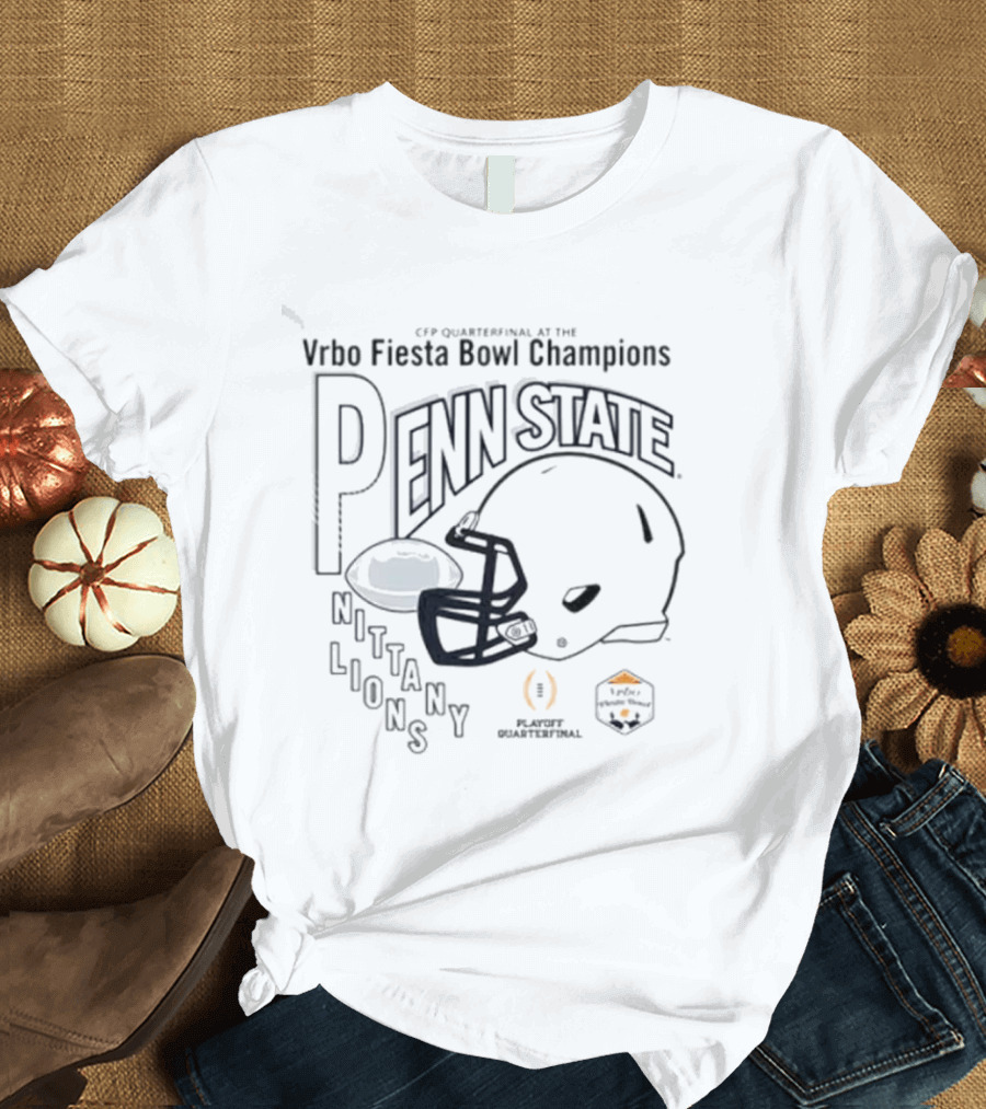 Penn State Nittany Lions CFP Quarterfinal at the Vrbo Fiesta Bowl Champions Football Helmet Playoff Quarterfinal T-Shirt
