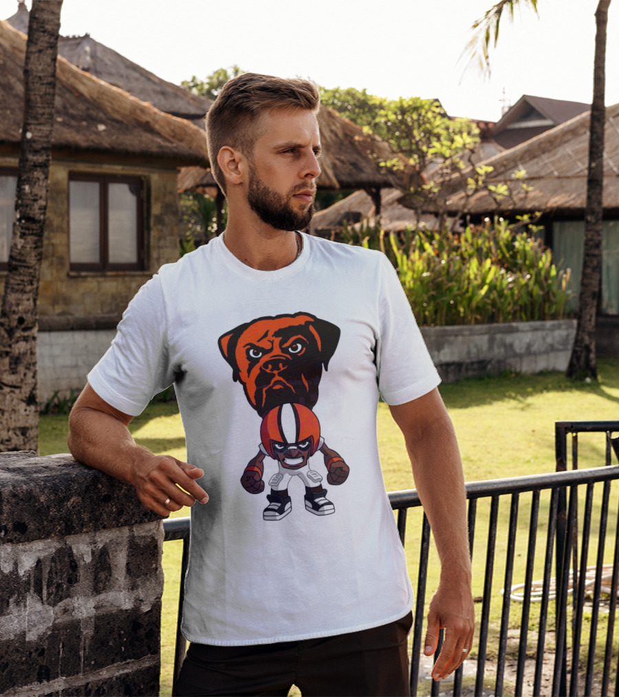 Cleveland Browns NFL Rush Zone Cartoon Character Dog 2025 T-Shirt