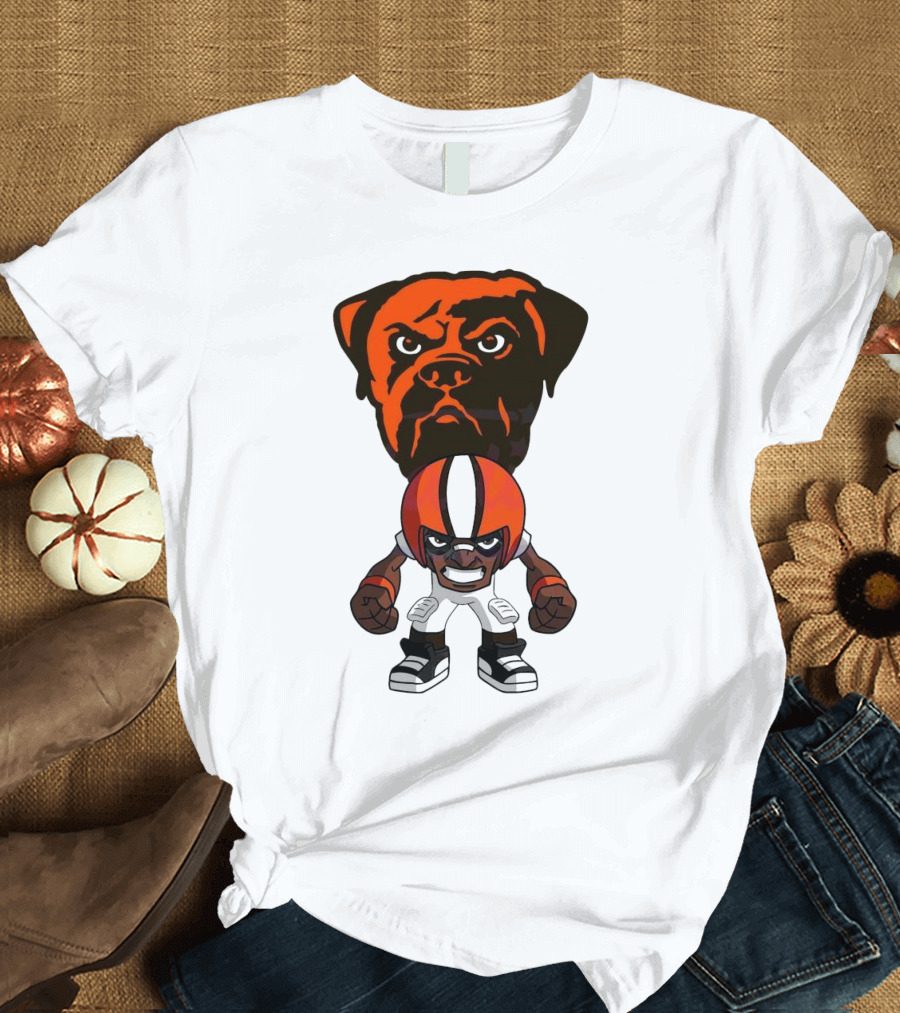 Cleveland Browns NFL Rush Zone Cartoon Character Dog 2025 T-Shirt