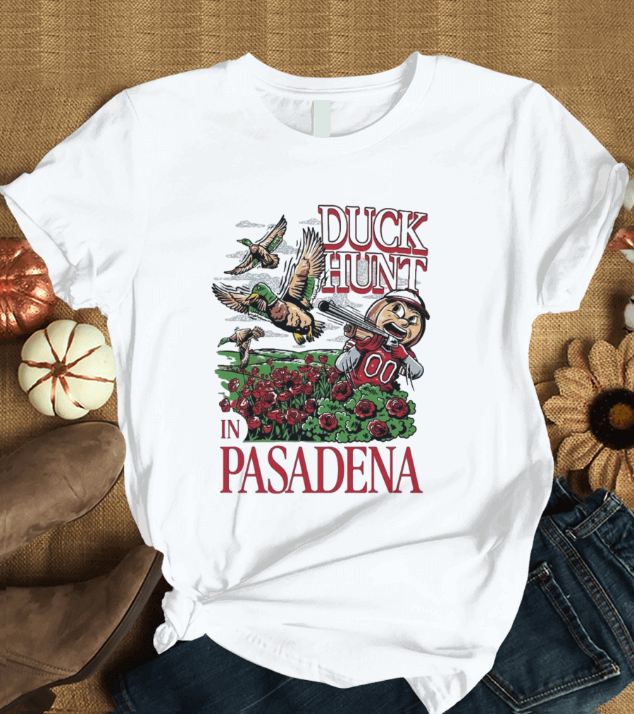 Ohio State Buckeyes Duck Hunt in Pasadena Rose Mascot T-Shirt