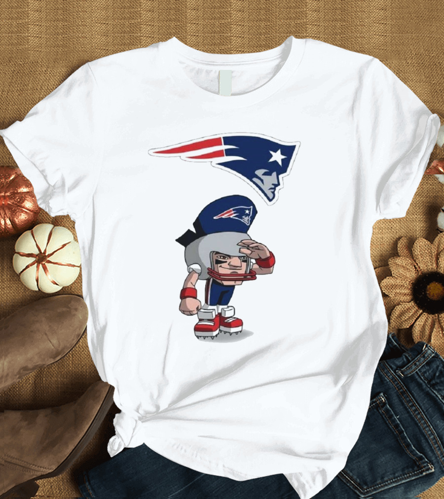 Rush Zone New England Patriots NFL Cartoon Character 2025 Saluting Player with Patriots T-Shirt