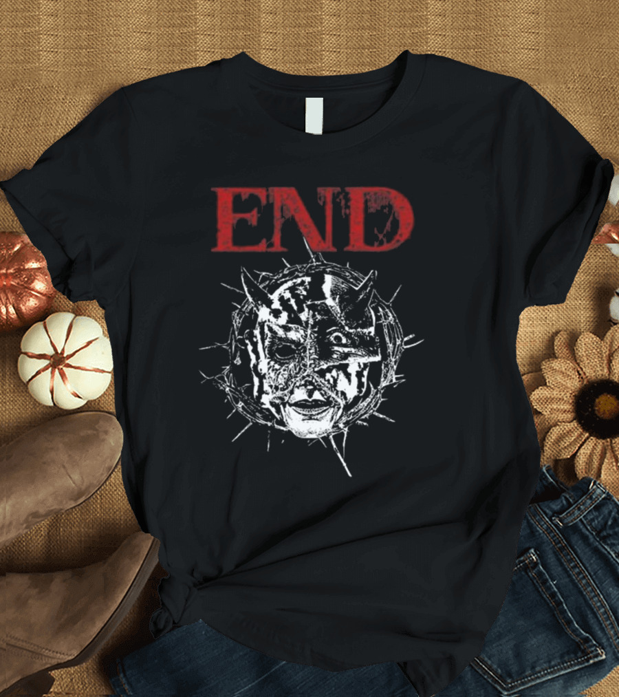Closed Casket Activities End Distorted Face Thorned Devil Mask T-Shirt