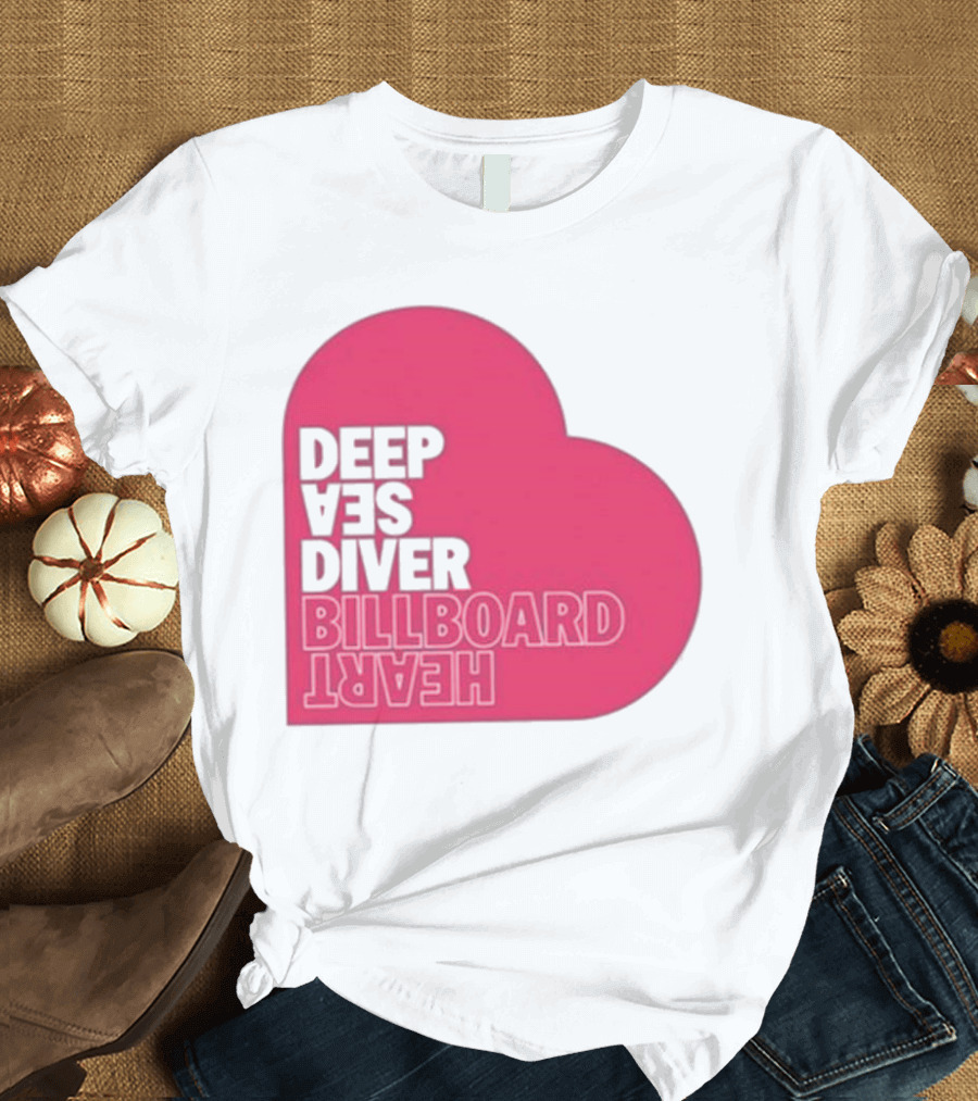 Deep Sea Diver Pink Billboard Heart T-Shirt