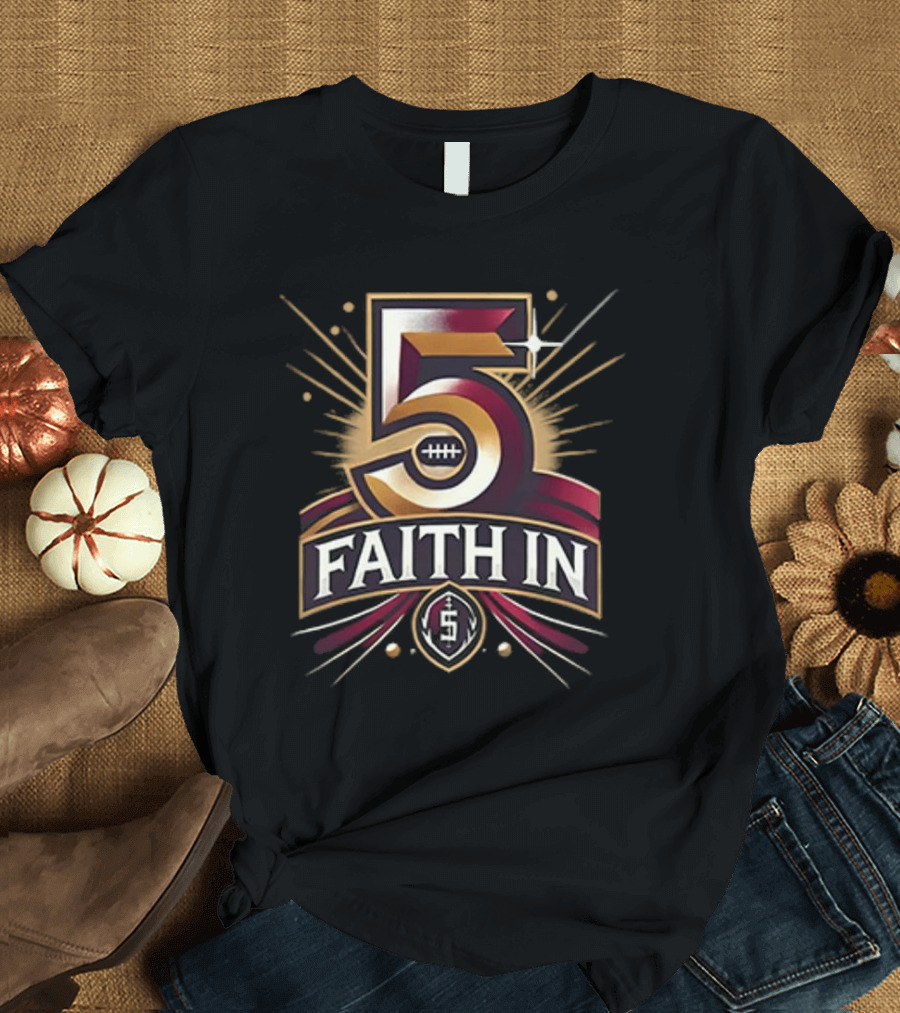 Faith In 5 Washington Commanders Jayden Daniels Football Star Power T-Shirt