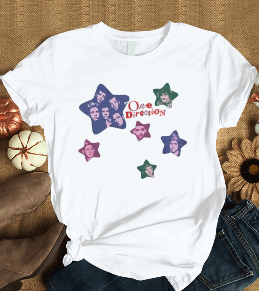 One Direction Colorful Star Faces T-Shirt