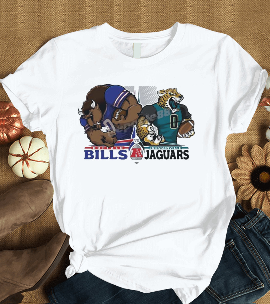 Buffalo Bills Vs Jacksonville Jaguars AFC Wild Card NFL Playoffs Mascot Showdown T-Shirt
