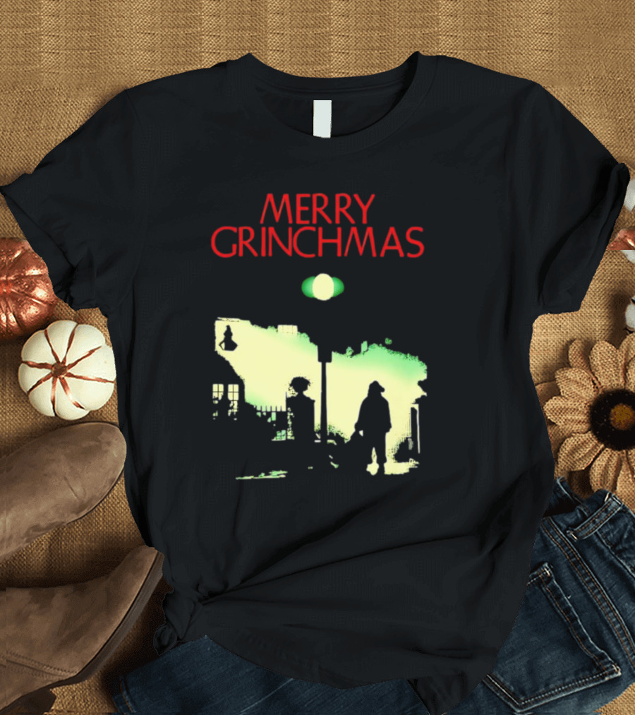 Merry Grinchmas Grinch X The Exorcist Silhouette Scene T-Shirt