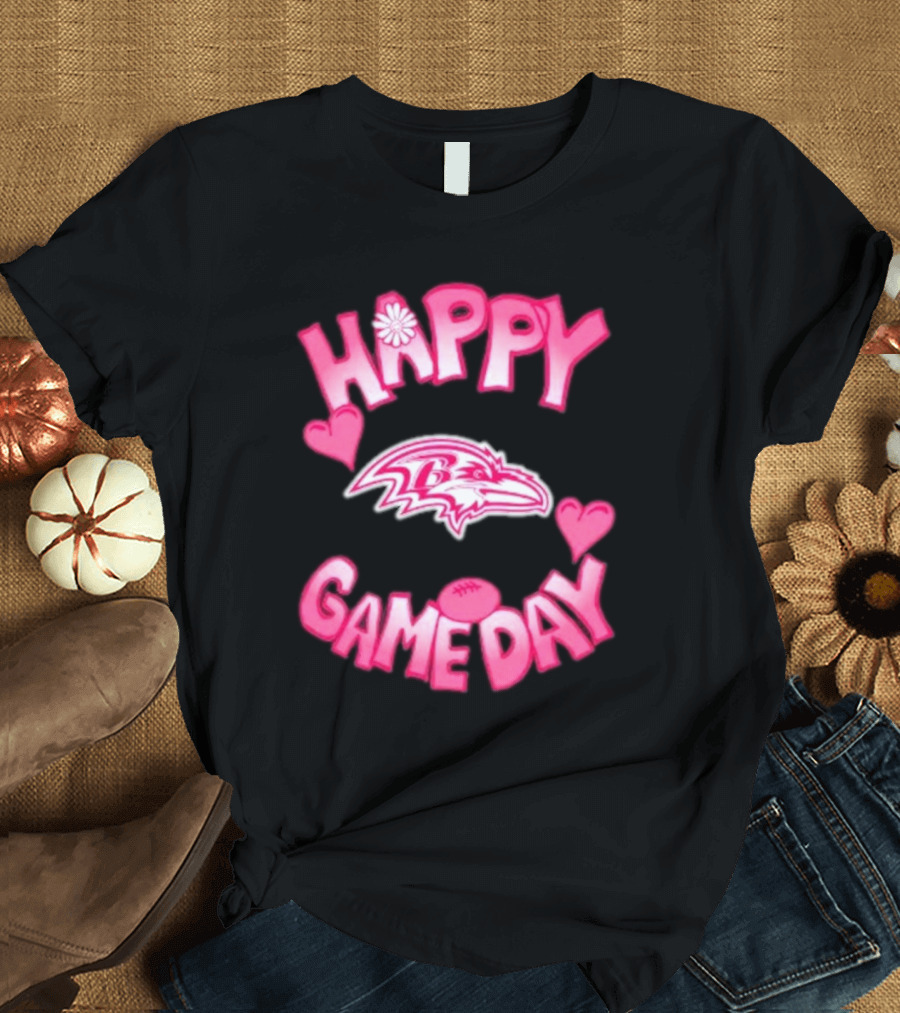 Valentine's Day Baltimore Ravens Happy Gameday 2025 Love Hearts Football T-Shirt