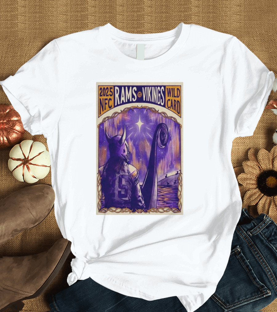 2025 NFC Rams vs Vikings Wild Card Viking Figure in Boat T-Shirt