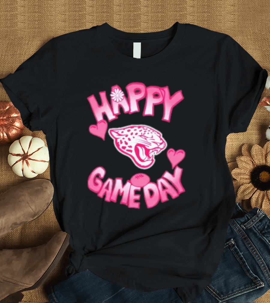 Valentine’s Day Jacksonville Jaguars Happy Gameday 2025 Football Hearts Panther T-Shirt