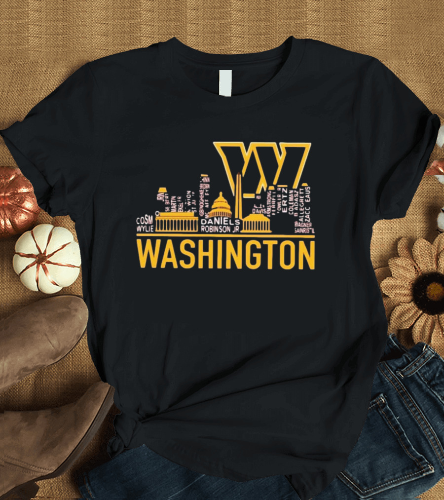 Washington Commanders 2025 Washington City Skyline Featuring Team Names T-Shirt