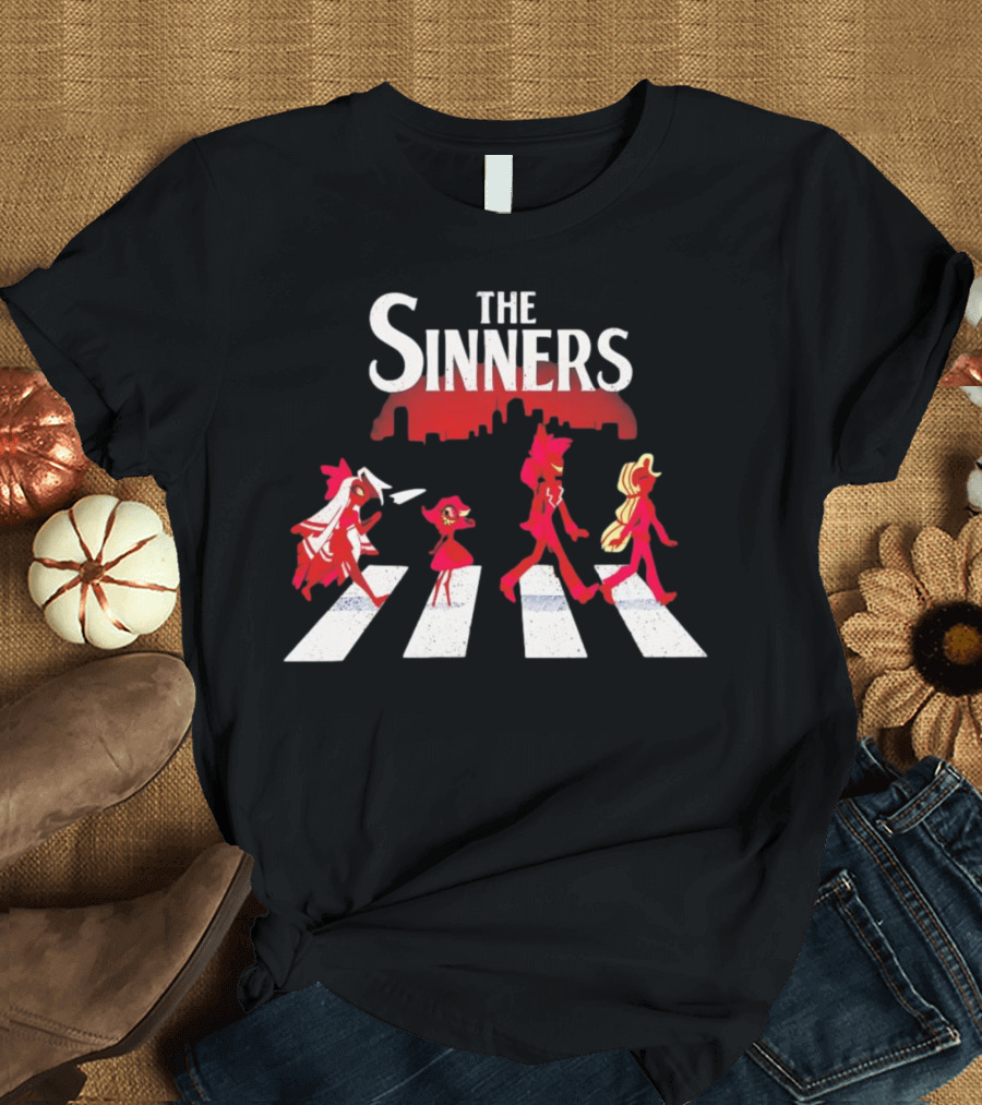 Hazbin Hotel The Sinners Abbey Road Characters Crossing T-Shirt