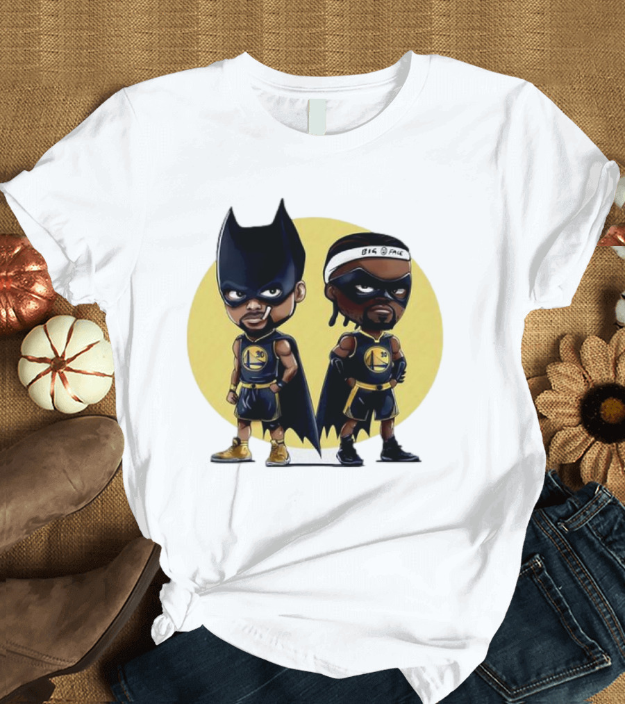 Batman and Robin Chibi Warriors 30 and Headband Duo Big Face T-Shirt