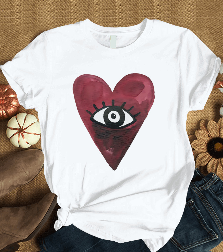 Burgundy Hearts Club Eye Retro T-Shirt