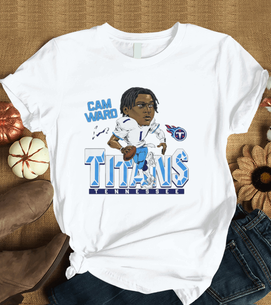 Cam Ward Tennessee Titans NFL Football Cartoon Character T-Shirt