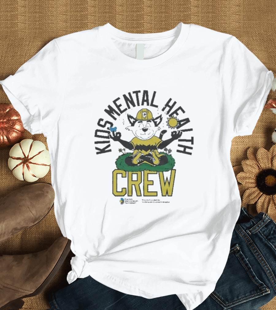 Kids Mental Health Crew Soccer Team Support Mascot Meditation Positive Wellbeing T-Shirt