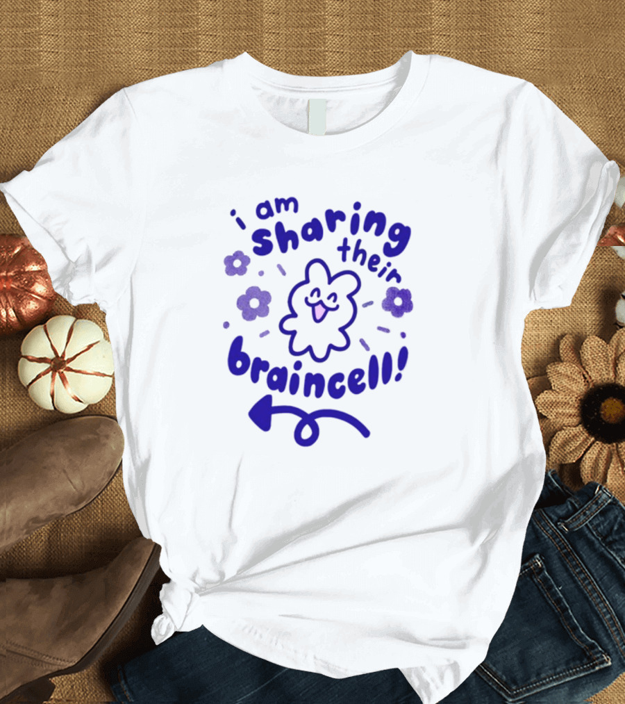 I Am Sharing Their Braincell Playful Character with Flowers and Arrow T-Shirt