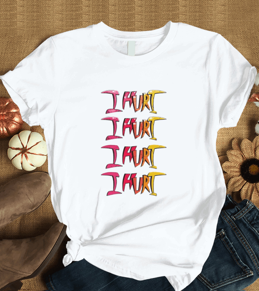 I HURT Multicolor Graffiti Text Art T-Shirt