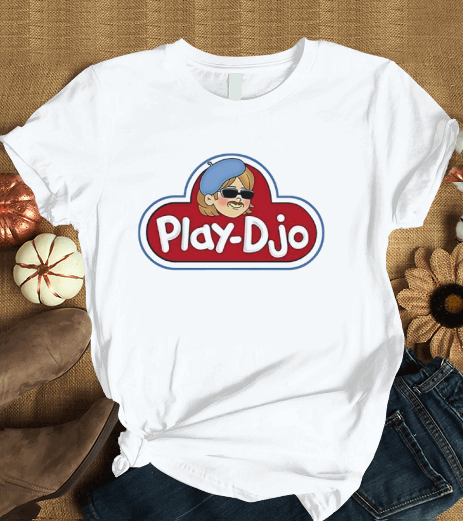 Play-Djo Joe Keery Character Illustration with Blue Beret T-Shirt