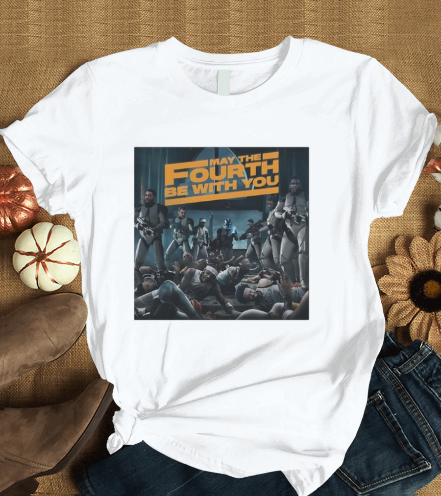 May the Fourth Be with You Basketball Players and Stormtroopers Scene T-Shirt