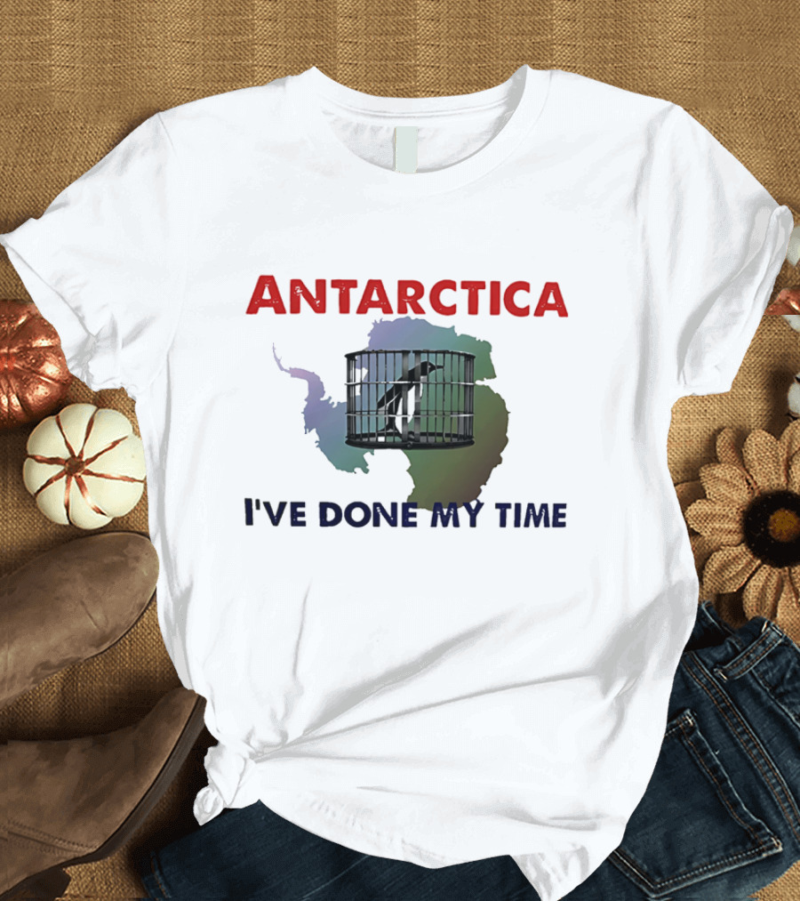 Antarctica I’ve Done My Time Penguin Jail Map T-Shirt