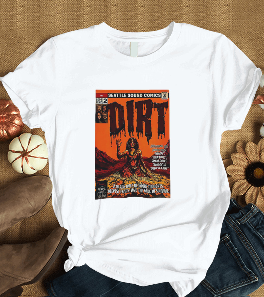Seattle Sound Comics Dirt Horror August 1992 Issues Would Then Bones Angry Chair Rooster Down in a Hole T-Shirt