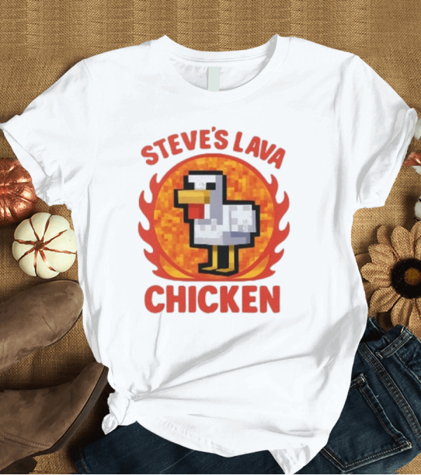 T-Shirt: Steve's Lava Chicken Pixelated Minecraft Style T-Shirt Steve's Lava Chicken Pixelated Minecraft Style T-Shirt