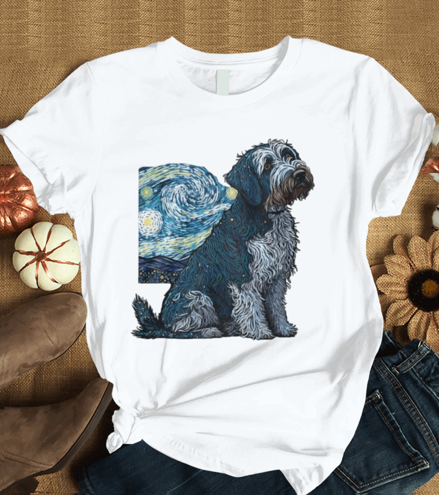 Van Gogh Starry Night Dog Painting Style T-Shirt