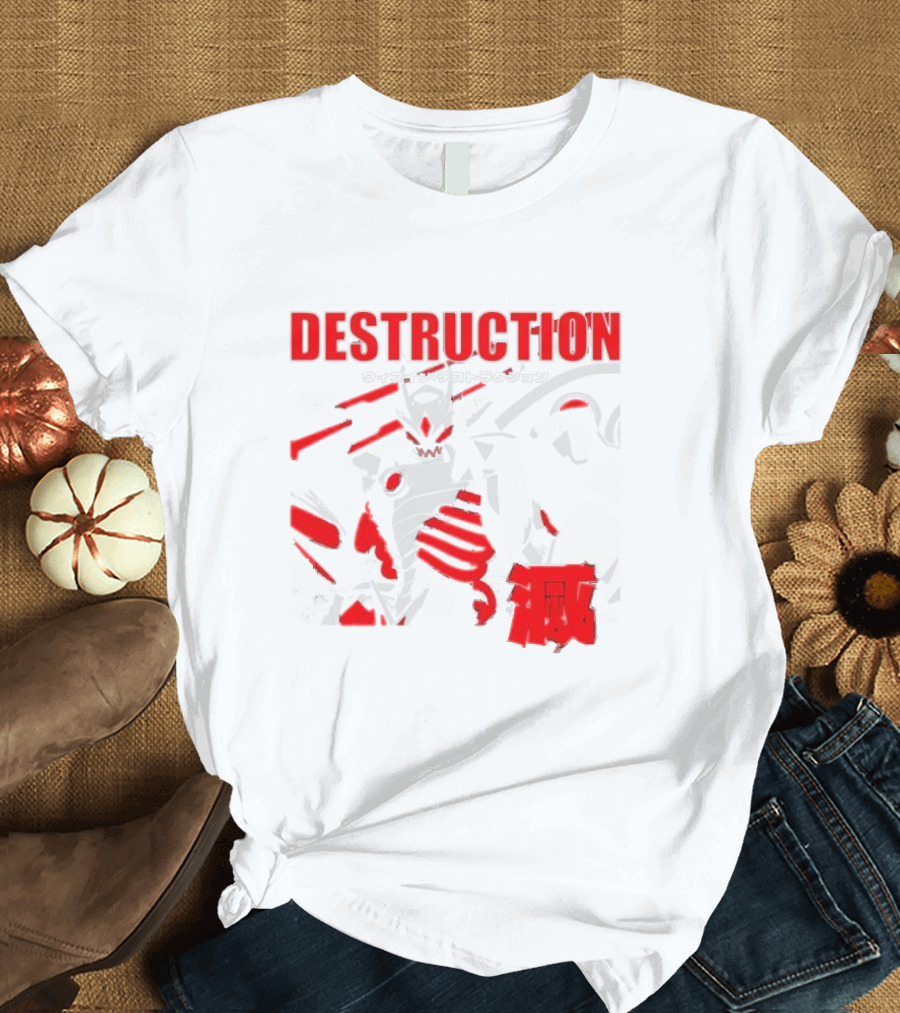Within Destruction Animetal Robot Battle Scene Red White Black T-Shirt