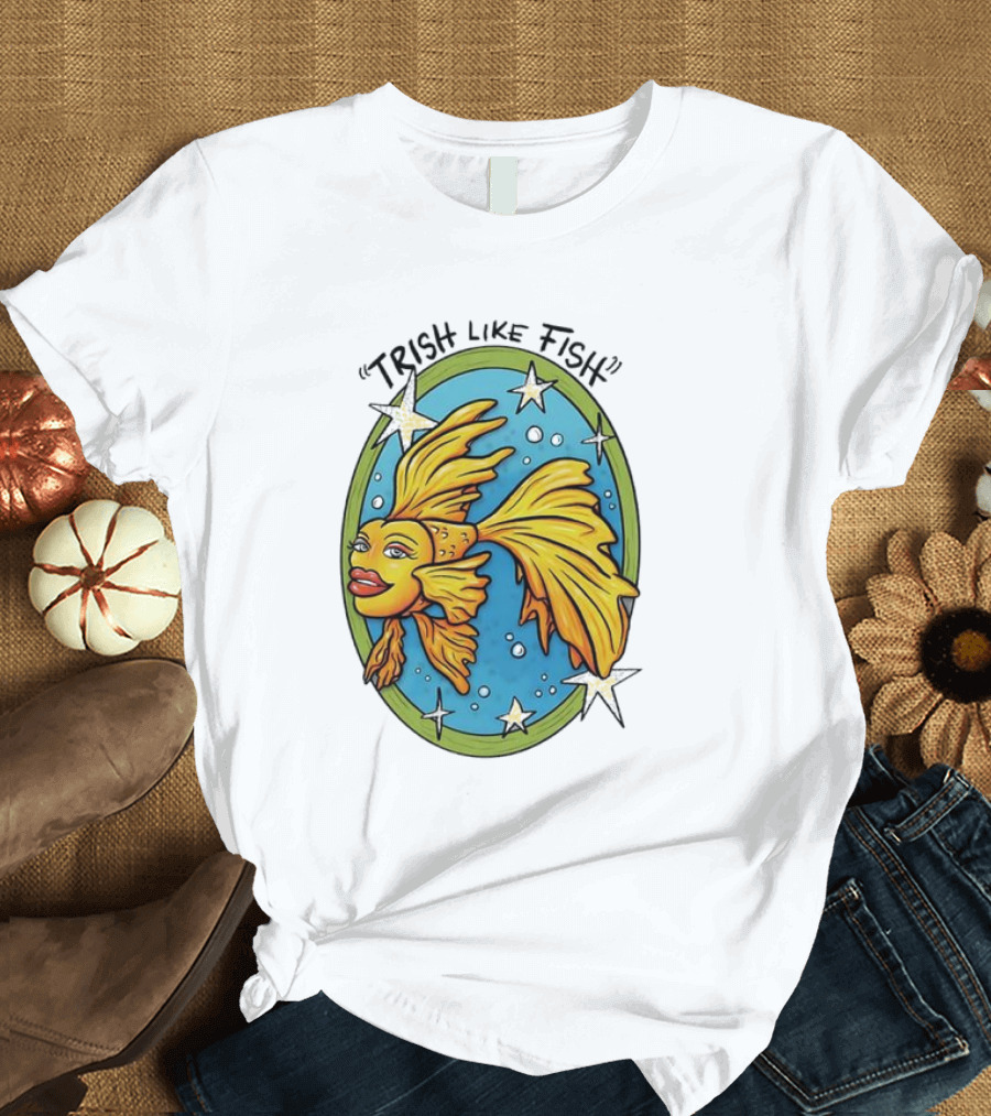 Trish Like Fish Goldfish with Stars and Bubbles T-Shirt