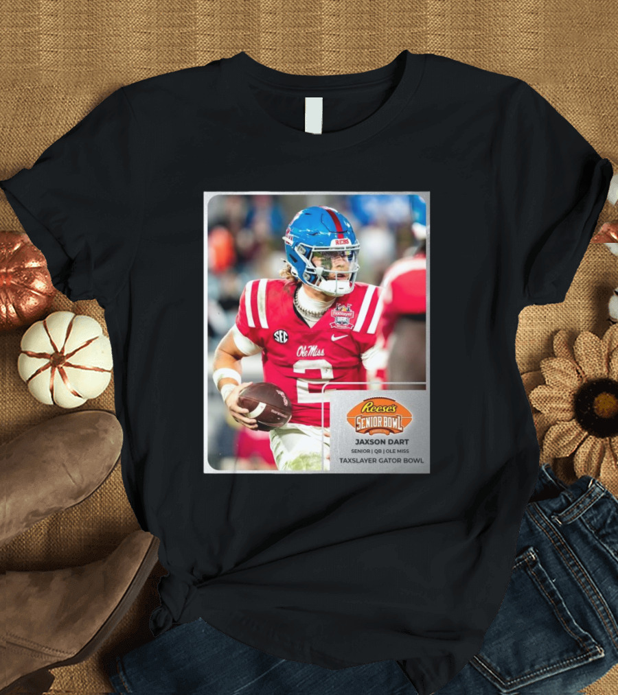 Jaxson Dart Ole Miss Rebels Quarterback Reese’s Senior Bowl Taxslayer Gator Bowl SEC T-Shirt