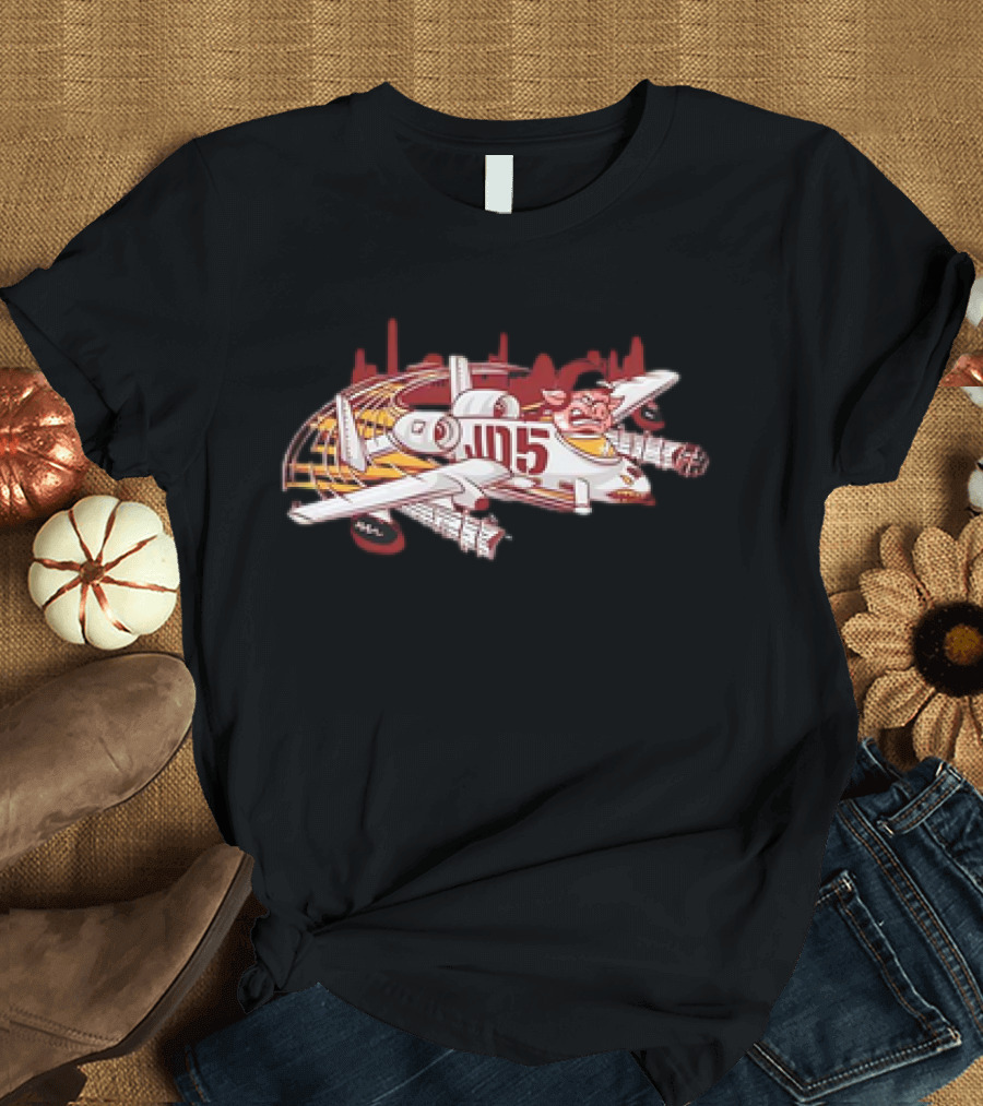 Jayden Daniels Washington Commanders JD5 Cartoon Pig Plane T-Shirt